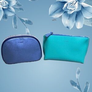 La Mer Blue and Teal Cosmetic Bag Duo
